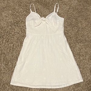 Hollister white spaghetti strap dress with eyelet design and adjustable straps